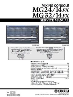 the instruction manual for mixing console mg - 24 / 14ex and mg - 32