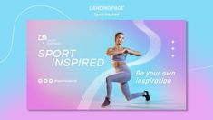 a woman is running with the words sport inspired be your own inspiration on her screen