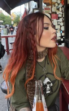 Red To Orange Balayage Hair, Dark Red To Orange Hair, Orange With Red Hair, Black Ginger Ombre Hair, Red To Copper Hair Ombre, Brown And Ginger Ombre, Burgundy To Orange Ombre Hair, Blonde Into Red Ombre, Hair Color Ideas Red Orange