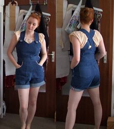 "#R104- Wearing History Resto-Vival. WWII Homefront Overalls, Playsuit, & Trousers. Also Includes Baseball Cap This is for PRINTED PATTERN- Mailed to you. E-Pattern download is available in a separate listing in my store. A perfect addition to your 1940s wardrobe, these overalls are both functional and fashionable! Every WWII gal needed a pair of trousers or overalls when working toward Victory, and with this pattern you can make this vintage essential for your wardrobe! This pattern feature 1940s Overalls, Blouse Pictures, Trousers Pattern, Style Overalls, 1940s Style, Queer Fashion, Dress Sewing Patterns, Vintage Girls, Mode Inspiration