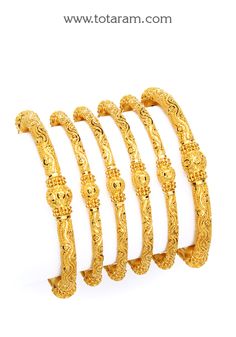 Bride Bangles, Exotic Earrings, Plain Gold Bangles, Gold Jewelry Prom, 22k Gold Bangles, Temple Jewellery Earrings, Gold Bangles For Women, Gold Bangle Set, 22k Gold Jewelry