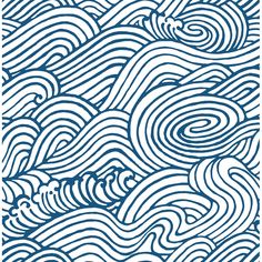 an abstract blue and white pattern with wavy waves on it's sides, in the middle