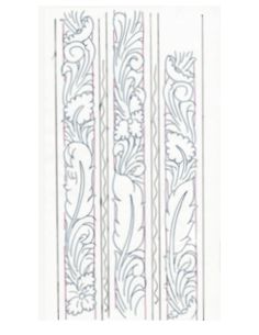 the back side of a pair of white and pink striped paper with floral designs on it