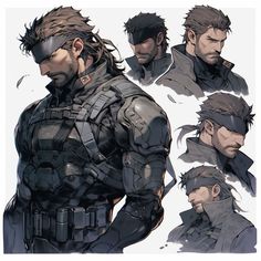 some sort of character that is in the video game metal gear, with different facial expressions