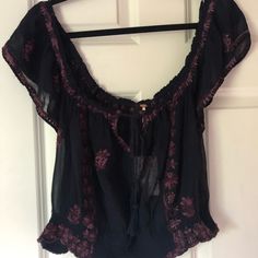 Free People Crop Top. Navy With Purple Embroidery. Never Worn, Tags Still Attached. Summer Purple Tops With Floral Embroidery, Purple Bohemian Top With Floral Embroidery, Bohemian Purple Top With Floral Embroidery, Purple Floral Embroidered Beach Top, Purple Floral Embroidery Beach Top, Purple Embroidery, High School Fashion, School Style, School Fashion