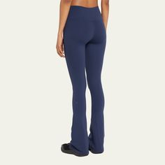 Splits59 "Raquel" flare pants in four-way stretch Supplex fabric  High-rise waistband Cropped at the ankle Fitted through hip; flared from knee Pull-on style  Nylon/polyester Imported Compressive High-cut Leg Elastane Pants, Compressive Full-length Leggings, Full Length Leggings With Wide Waistband, Stretch Full-length Flares For Yoga, Stretch Full-length Yoga Flares, Compressive Elastane Pants, High-cut Leg Elastane Pants For Athleisure, Versatile Fitted Flare Bottoms, Wide Leg Sporty Leggings