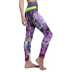 Elevate your fitness and fashion game with our vibrant, high-waisted yoga leggings. Designed by the famous abstract artist Lucie Svoboda for the modern woman who loves to blend workout functionality with street style, these leggings offer the perfect fusion of comfort, durability, and eye-catching design.  Whether you're powering through a yoga session, hitting the gym, or simply running errands, these leggings will keep you looking and feeling your best. Perfect For: Yoga enthusiasts, fitness aficionados, and anyone looking for stylish, comfortable leggings for workouts, running, pilates, Zumba, or even casual wear. Key Features: - All-Over Print: Make a statement with our stunning all-over print design. These leggings add a vibrant pop to any athleisure wardrobe, making you stand out in Compressive Purple Leggings For Sportswear, Workouts Running, Purple Compressive Sports Leggings, Athleisure Wardrobe, Multicolor Full-length Athleisure Leggings, Multicolor Graphic Print Stretch Leggings, High Waisted Yoga Leggings, Multicolor Full-length Sports Leggings, Yoga Session