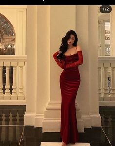 Outfits With Gloves, Dress With Gloves, Velvet Evening Dress, Velvet Prom Dress, 파티 드레스, Lace Evening Gowns, Red Dresses Classy, Dresses Formal Elegant, Prom Dress Inspiration