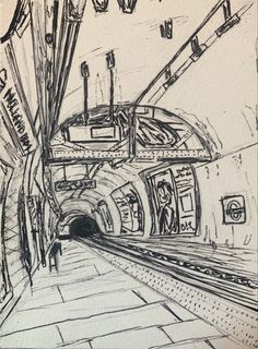 this is a drawing of a subway station