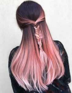 15 Trenzas con cabello suelto para verte linda y arreglada Gold Hair Dye, Rose Gold Hair Dye, Rose Gold Balayage, Gold Hair Colors, Hair Color Rose Gold, Balayage Blonde, Trendy Hair Color, Rose Gold Hair, Ombre Hair Color