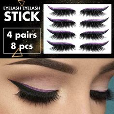 Product Description 4 Pair Reusable Eyeliner and Eyelash Stickers False Eyelashes Sequin Eye Shadow   Feature: Please note: other accessories are not included. 100% new quality Material: man-made fiber, plastic Specification: 4 to 8 stickers 7 Color for you choose: blue, green, fluorescent color, gold, purple, black, pink, please choose your favorite color. Reusable eyeliner and mascara There are 7 colors of eyeliner, and there are more options to satisfy your amazing makeup 100% handmade, non-i Eyelashes With Eyeliner, Eyeliner Stickers, Makeup Stickers, Cat Eyeliner, Make Up Tools, Cat Eye Makeup, Double Eyelid, Glitter Eyeliner, Cosmetics Ingredients