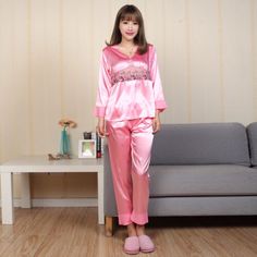 Premium Quality Womens Silk Satin Pajamas Set Sleepwear&Robes Nightdress Nightgown P002 L,XL,XXL, Womens Intimates Sleep Pink V-neck Sleepwear For Loungewear, Pink Long Sleeve Sleepwear For Night, Pink Long Sleeve Nightgown For Nighttime, Pink Long Sleeve Nightgown For Wedding Night, Pink Long Sleeve Nightgown, Pink V-neck Sleepwear For Wedding Night, Pink V-neck Nightgown For Home, Pink V-neck Nightgown For Loungewear, Satin Pajamas Set