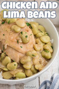 A close up bowl of chicken and lima beans over rice. Lima Beans Crockpot Recipes, Chicken And Butter Beans, Chicken And Lima Beans, Lima Bean Dinner, Chicken And Lima Bean Stew, Lima Beans In Crockpot, Gumbo Recipe Sausage