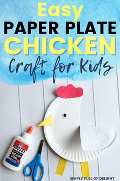 easy chicken craft Chicken Theme Preschool, Farm Question Of The Day Preschool, Preschool Farm Animal Art, Cow Craft Kindergarten, Farm Study For Preschool, Barnyard Crafts Preschool, Farm Art For Preschool, County Fair Crafts For Kids