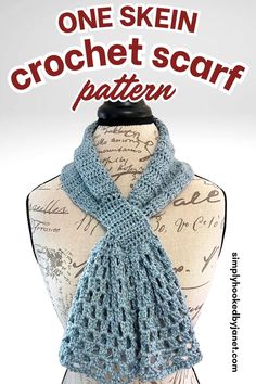 Crochet a stylish and cozy keyhole scarf with this easy, 1-skein pattern! Perfect for more advanced beginners, this scarf features simple stitches and a beautiful lacy design at each end for added flair. Using less than 200 yards of worsted weight yarn (category 4), it’s a quick project that’s great for layering. Elevate your crochet skills with this fun and free pattern from Simply Hooked by Janet! Free Crochet Keyhole Scarf Pattern, Free One Skein Crochet Patterns, Keyhole Scarf Crochet Pattern Free, Crochet Hat And Scarf Set Pattern Free, Simple Crochet Scarf Pattern Free, One Skein Crochet Patterns Free, Crochet Keyhole Scarf Pattern, Crochet Scarves Free Patterns Easy, Crochet One Skein