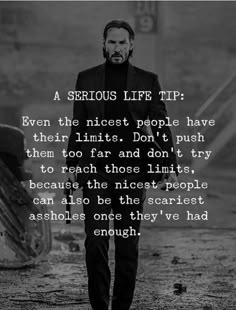 a man standing in the middle of a dirt road with a quote about serious life