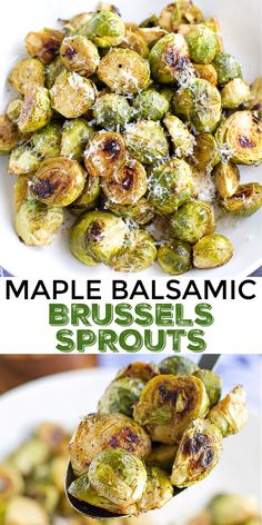 brussel sprouts with maple balsamic on top and brussels sprouts in the middle