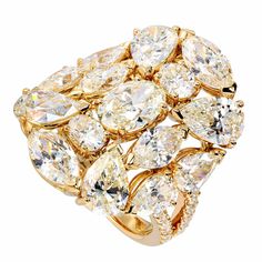 18K Yellow Gold Cluster Of Multi Shape Diamond Ring Reference: HR3195 LH47880 2 RD dia=0.20 1 OV dia=0.51 8 PS dia=3.52 4 MQ dia=1.92 Ring Reference, Fancy Pink Diamond Ring, Witcher Geralt, Diamond Rings With Price, Pink Diamond Ring, Men Rings, Antique Diamond Rings, Fine Watches, Pink Diamond