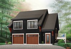 this is an artist's rendering of a two - story house with garages