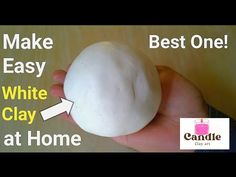 a person holding an egg in their hand with the words, make easy white clay at home