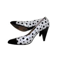 1980s Shoes, 80s Shoes, Vintage High Heels, 1980 Fashion, Polka Dot Shoes, Polka Dot, 1980s Fashion, Vintage Shoes