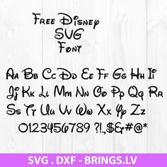 the font and numbers for disney svg