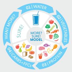 a circular diagram with the words, more sure model and various food items in it