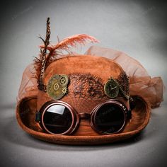 Steampunk Victorian Bowler Flower Laces Top Hat - Brown @Usm-Hat055-Br Witch Hats Costume, Steampunk Mixed Media Art, Steampunk Wings, Steampunk Top Hat, Steampunk Halloween, Steampunk Crafts, Steampunk Women, Steampunk Hat, Steampunk Victorian