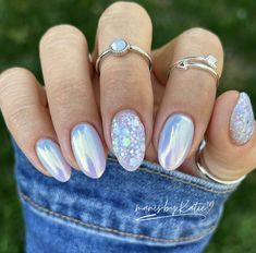 Light Blue Chrome Nails Designs, Balayage Hair Technique, Nails For Cruise Vacations, Balayage Hair Styles, Jamaica Nails, Shimmer Nails, Reverse Balayage, Bright Nail Art, Chrome Nails Designs