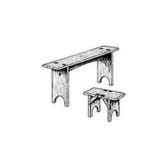 a drawing of two benches and a table