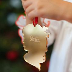 Girl Silhouette Mirrored Acrylic Ornament - Creations by FC Christmas Ornaments Gold Mirror Acrylic, Silhouette Christmas Ornaments, Silhouette Ornaments, Big Sister Gifts, Mirrored Acrylic, Silhouette Christmas, Classic Girl, Christmas Memories, Girl Silhouette