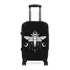 Traveling is best done in gothic style, and these suitcases help anyone do exactly that! Available in multiple sizes to accommodate your needs, they come with an adjustable handle, 360 degree swivel wheels, a safety lock, and an adjustable handle for carefree movement through airports and cities. They also feature professionally-designed occult artwork on the front side. Made from durable and lightweight materials that provide impact, scratch, and temperature resistance, these gothic suitcases a Black Rectangular Cases For Overnight Trips, Occult Artwork, Goth Moth, Suitcase Sizes, Joker Face, Large Suitcase, Swivel Wheels, Suitcase Traveling, Soft Bristle Brush