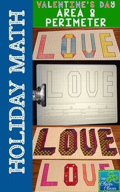 two valentine's day paper pieces with the words love spelled in different colors on them