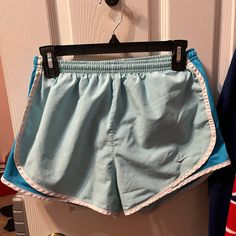 Size Small Aqua And Blue Nike Running Shorts. In Great Condition Just Don’t Wear Anymore. Nike Blue Athletic Running Shorts, Blue Athletic Running Shorts With Built-in Shorts, Compressive Blue Athletic Shorts, Blue 4-way Stretch Athletic Shorts For Running, Blue Micro-elastic Workout Shorts, Nike Running Shorts, Running Short, Blue Nike, Nike Shorts