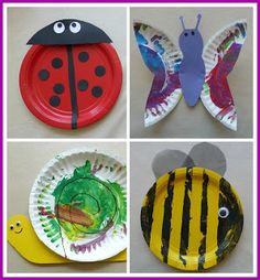 paper plate crafts for kids with ladybug, butterfly and caterpillars