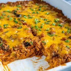 a casserole dish with meat and cheese