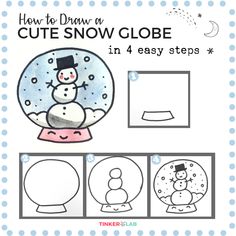 how to draw a cute snow globe in 4 easy steps step by step instructions for kids