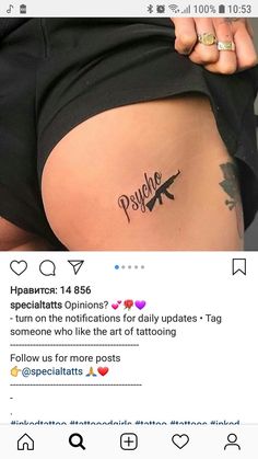 a person with a tattoo on their thigh