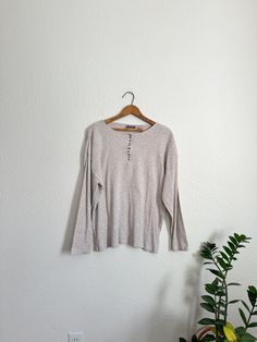 Vtg 90s north crest micro Henley long sleeve  Size L/XL Ptp-48"-60" These are SO perfect for layering with flannels! Super soft and stretchy, with the cutest little tiny buttons down the front Beige Long Sleeve Top For Loungewear, Cozy Long Sleeve Tops With Relaxed Fit, Cozy Fitted Long Sleeve Tops, Relaxed Fit Long Sleeve Sweater For Everyday, Cream Long Sleeve Everyday Shirt, Casual Ribbed Long Sleeve Tops, Casual Long Sleeve Ribbed Tops, Fall Ribbed Relaxed Fit Tops, Casual Ribbed Long Sleeve Top For Winter