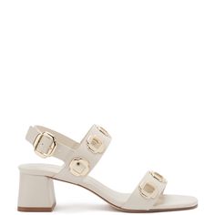 Milan Sandal In Ivory Leather Hot Stamp, Stamp Logo, Color Crema, Jennifer Fisher, Chunky Block Heels, Night Wear, Ankle Straps, Day And Night, Classic Leather