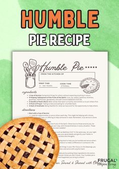 a recipe book with an image of a pie on it and the title humble pie recipe