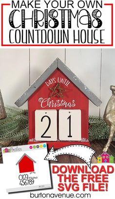 a red house with the words make your own christmas countdown