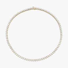 Tennis Necklace in Yellow Gold | Large 16" | VRAI Created Diamonds Diamond Tennis Necklace, Types Of Diamonds, Vs Diamond, Tennis Necklace, Unique Diamonds, Diamond Design, Fine Jewellery Necklace, Diamond Sizes, Perfect Ring