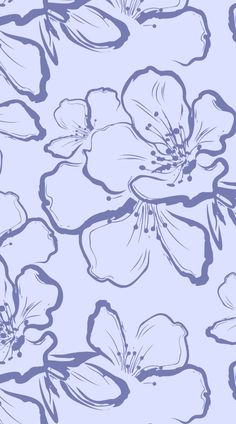 a blue and white background with flowers on it