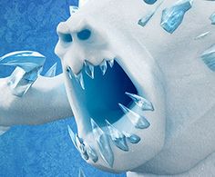 an ice monster with its mouth open and teeth out