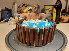 there is a cake that looks like it has a man in the middle of it