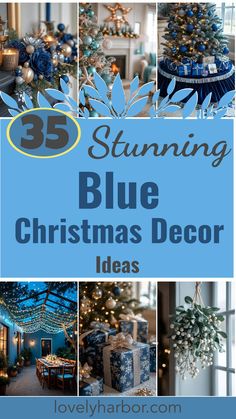 21 Gorgeous Blue Christmas Decor Ideas You Must See Shades Of Blue Christmas Decor, Christmas Decor With Blue, Blue Door Christmas Decor, Deep Blue Christmas Decor, Blue Room Christmas Decor, Blue Christmas Decor Bedroom, Blue Fairy Lights, Blue Table Settings, Cozy Throw Pillows