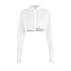 Achieve an effortlessly sophisticated look with this white crop shirt from our collection. Featuring a long sleeve lapel neck and front pocket, it's finished with an asymmetrical hem for an air of modernity. Crafted with luxurious fabrics, it will elevate any outfit, adding a touch of elegance. Material:90% Polyester, 10% Spandex Trendy White Collared Cropped Shirt, White Long Sleeve Cropped Shirt For Fall, Trendy White Long Sleeve Cropped Shirt, Spring Office Cropped Long Sleeve Shirt, Spring Long Sleeve Cropped Shirt For Office, Spring Office Cropped Shirt With Long Sleeves, Chic White Cropped Shirt, White Cropped Shirt For Fall, White Fitted Long Sleeve Cropped Shirt