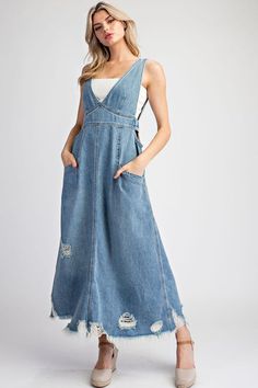 Day Dream Denim Maxi Dress Maxi Dress With Hey Dudes, Eloquii Denim Dress, Denim Maxi Dress, Denim Maxi, Curvy Jeans, Curvy Dress, Take It Easy, Overall Dress, Sleeveless Maxi Dress