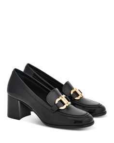 Ferragamo Women's Marlena Gancini Patent Leather Block Heel Loafers Loafers Outfit Women, High Heel Loafers, Loafer Heels, Heel Loafers, Loafers Outfit, Block Heel Loafers, Ferragamo Shoes, Leather Block Heels, Carrie Bradshaw